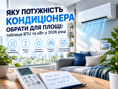 Яку потужність кондиціонера обрати для площі: таблиця BTU та кВт у 2026 році