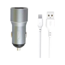 Зарядний пристрій XO TZ09 2.4A/2 USB + cable lightning Grey (XO-TZ09L-GR)