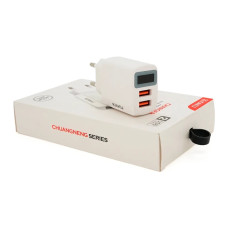Зарядний пристрій iKAKU KSC-180 2xUSB 2.4A digital display White (KSC-180-CHUANGNENG)
