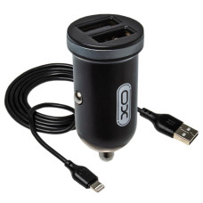 Зарядний пристрій XO 2xUSB 2.1A + cable USB to Lightning black (TZ08-L-BK)