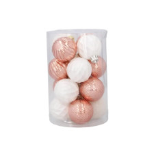Ялинкова іграшка Chomik пластикові кульки 16 шт, 4 см, рожеві і біли (5900779877351_1)