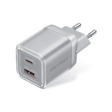 Зарядний пристрій Vention 1xUSB-C PD70W + 1xUSB QC3.0 22.5W GaN transparent gray (FCGH0-EU)