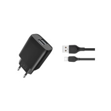 Зарядний пристрій XO L54 2xUSB 12W + cable USB to Lightning black (XO-L57-LGHT-BK)
