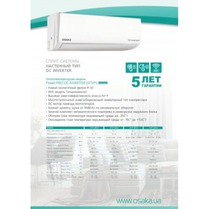 Інверторний кондиціонер Osaka STVP-18HH3 Wi-Fi